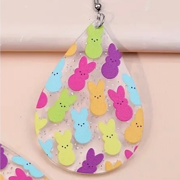 Peeps Easter Bunny Teardrop Dangle Earrings - Peeps - Picture 2 of 2